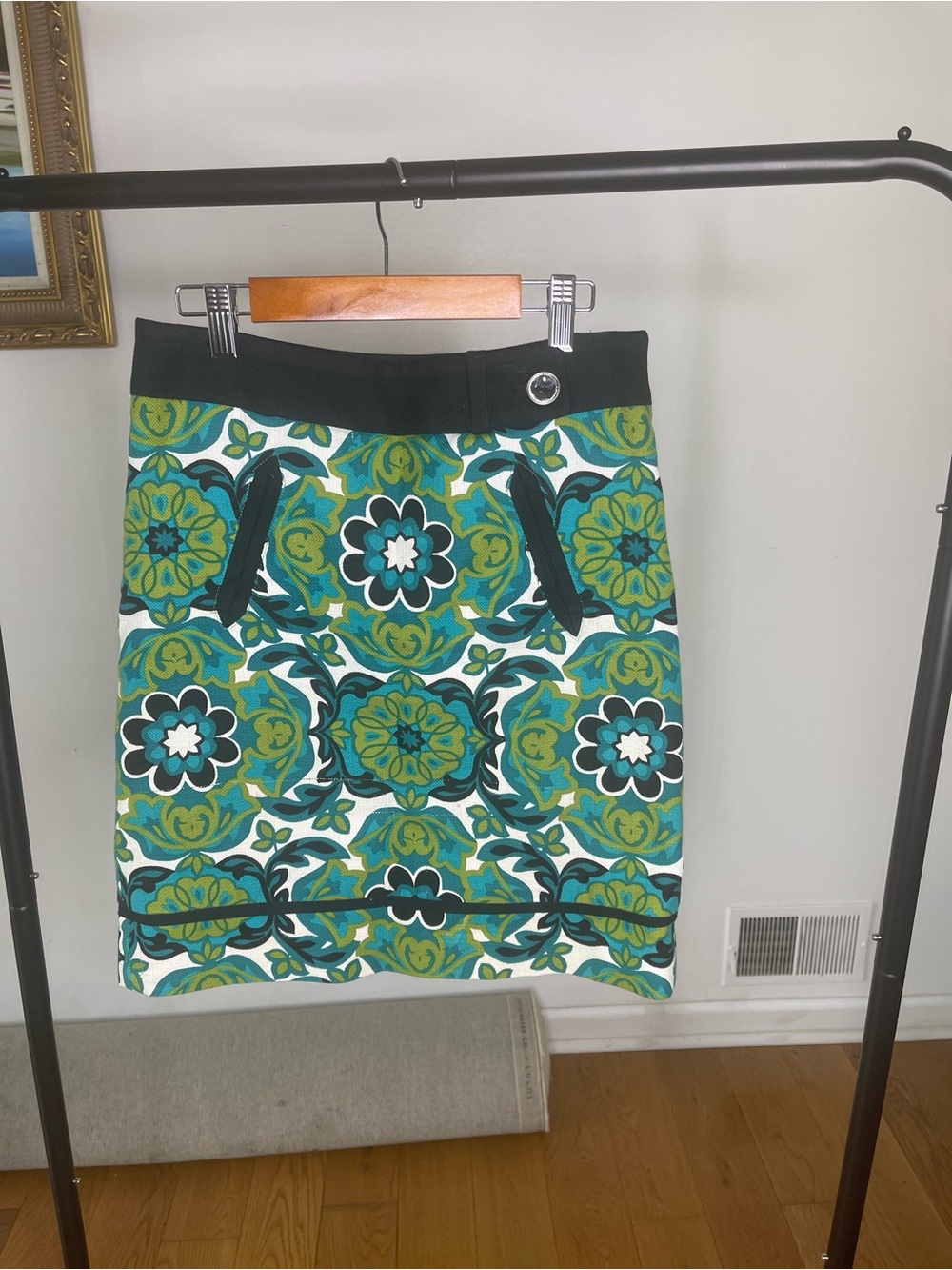 Ann Taylor Green and Teal Floral Mini Skirt